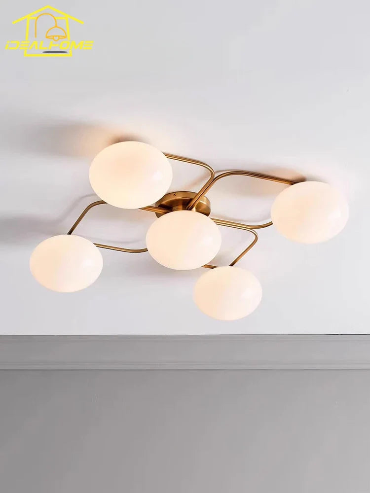 Afralia™ Nordic Iron Art Ceiling Light LED E27 Gold/Black Modern Minimalist Bedroom Restaurant