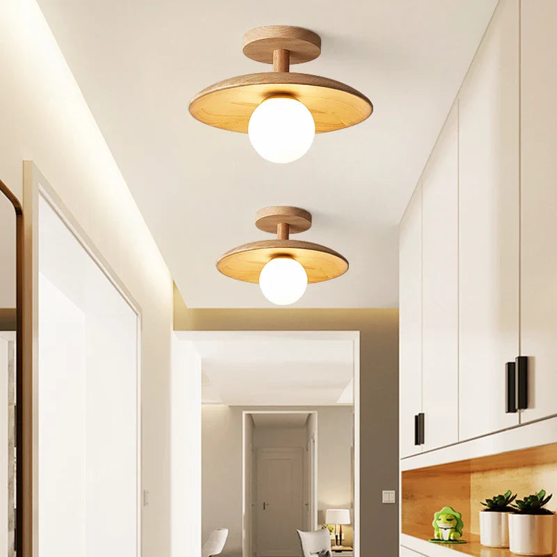 Nordic Wood Ceiling Lights LED Lighting for Aisle Corridor by Afralia™