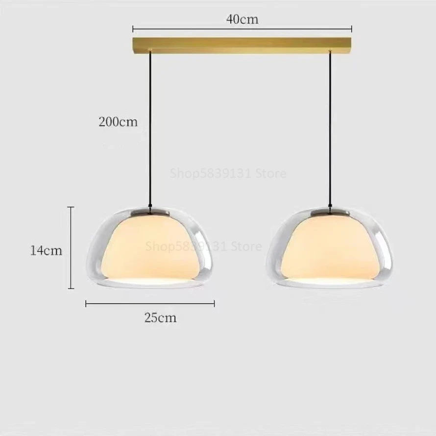 Afralia™ Modern Luxury Cream Glass Pendant Light Fixture for Living Room & Kitchen