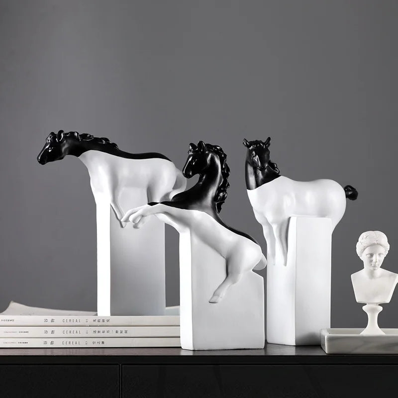 Afralia™ Golden Horse Abstract Sculpture: Elegant Running Horse Figurine for Home Decor