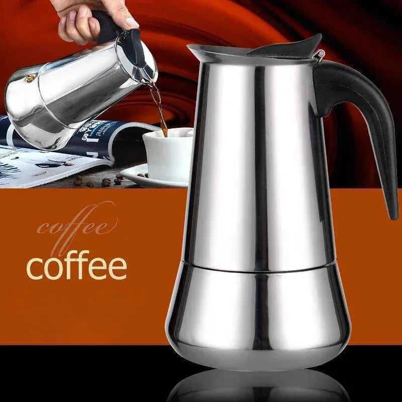 Afralia™ Stainless Steel Moka Coffee Pot 4-Cup Espresso Maker