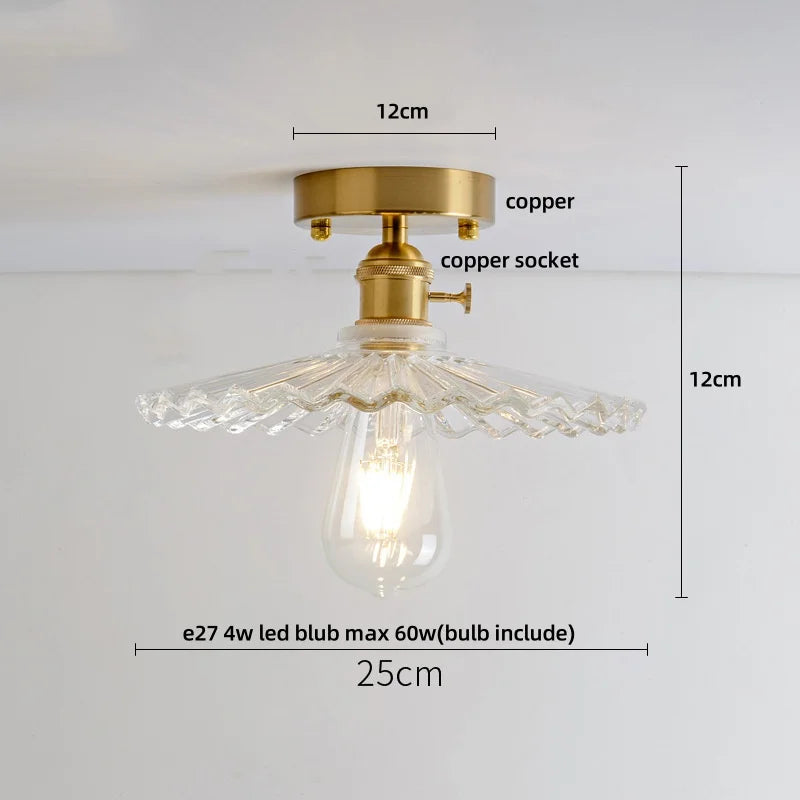 Afralia™ LED Copper Switch Ceiling Lamp Clear Glass Modern Home Decor