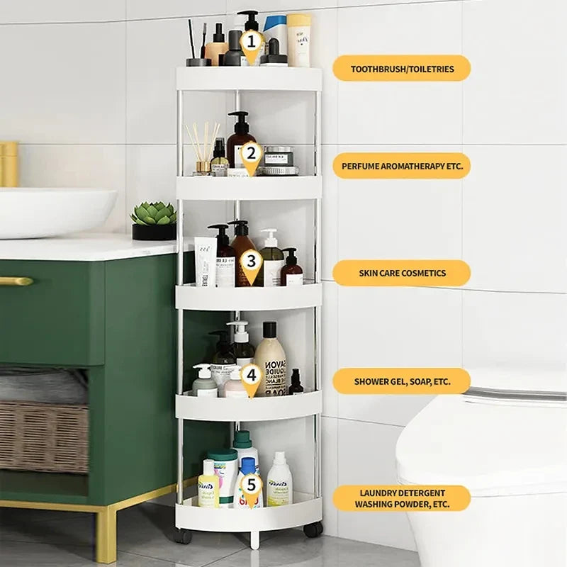 Afralia™ 5-Tier Rolling Cart Storage Rack for Kitchen & Bathroom Organizing