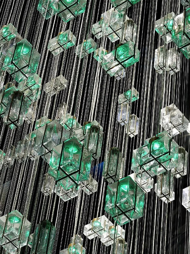 Afralia™ Crystal Cube Pendant Light: Modern Designer Chandelier for Home & Hotel Settings