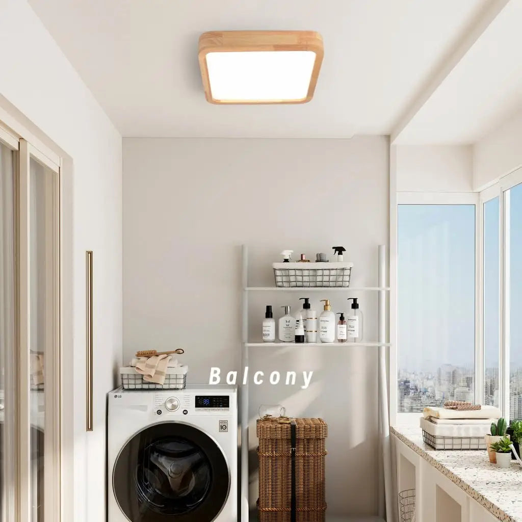 Afralia™ Nordic Wooden LED Ceiling Light Modern Acrylic Lampshade Fixture