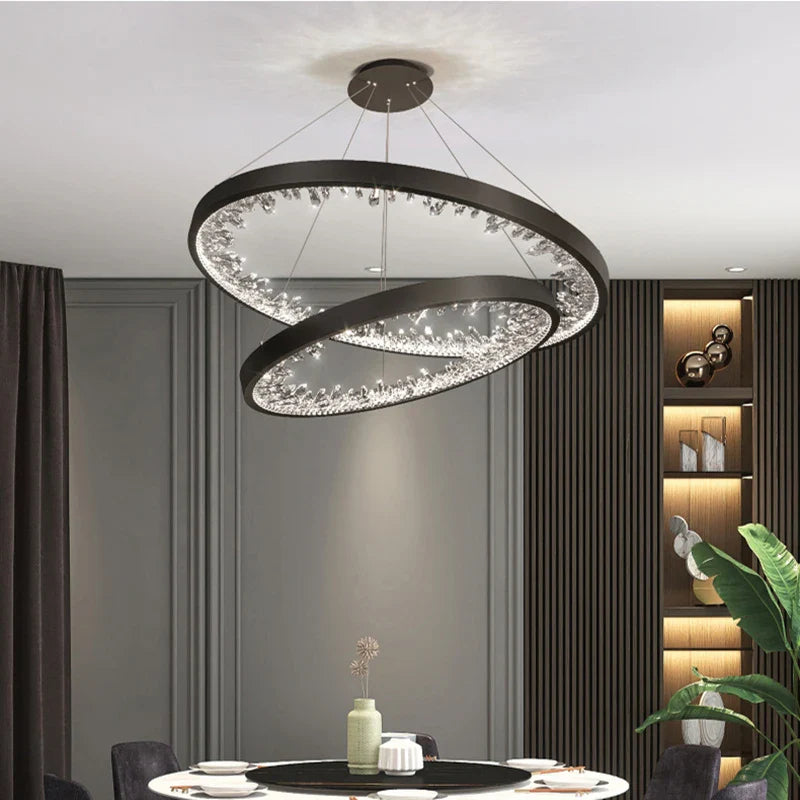 Afralia™ Modern Loft Crystal Chandelier LED Light for Villa Living Room and Bedroom