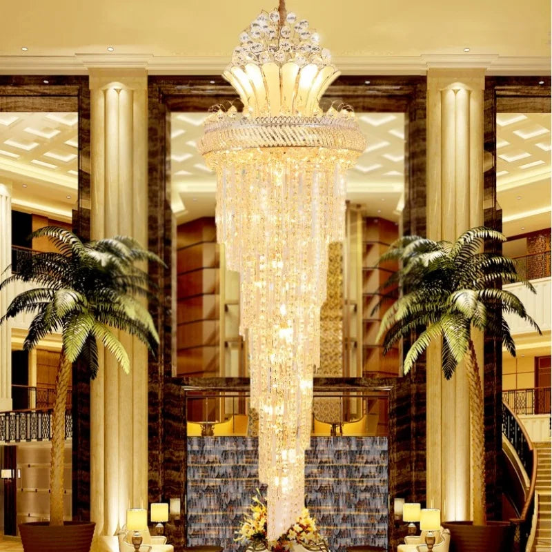 Afralia™ Shiny Crystal Gold Chandelier for Modern Living Room - European Style Villa Lighting