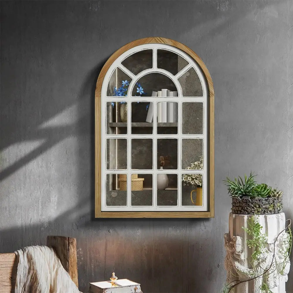 Afralia™ Gothic Rose Window Carved Mirror for Wall Decor in Living Room or Bedroom