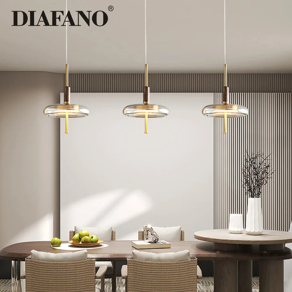 Afralia™ Walnut LED Pendant Lamp for Modern Living Spaces