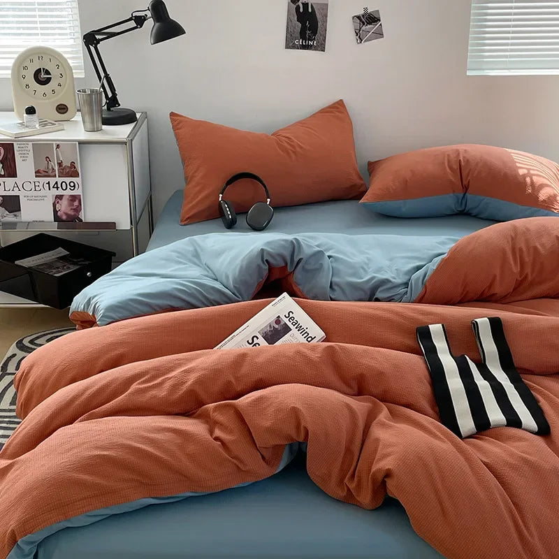 Afralia™ Super Soft Double-Sided Bubble Cotton Bed Four-Piece Set