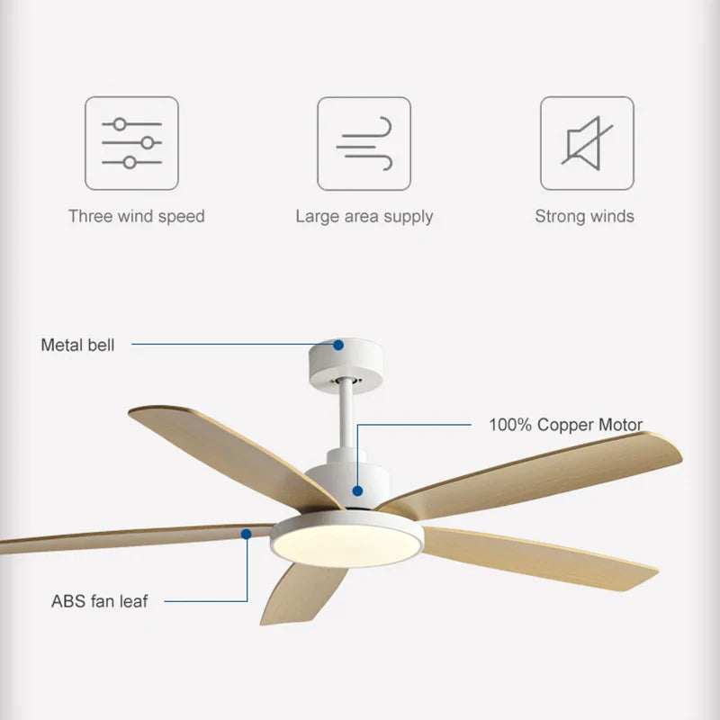 Afralia™ Living Bedroom Ceiling Fan With Light, Remote Control, 48-60 Inch, LED, DC, 220V