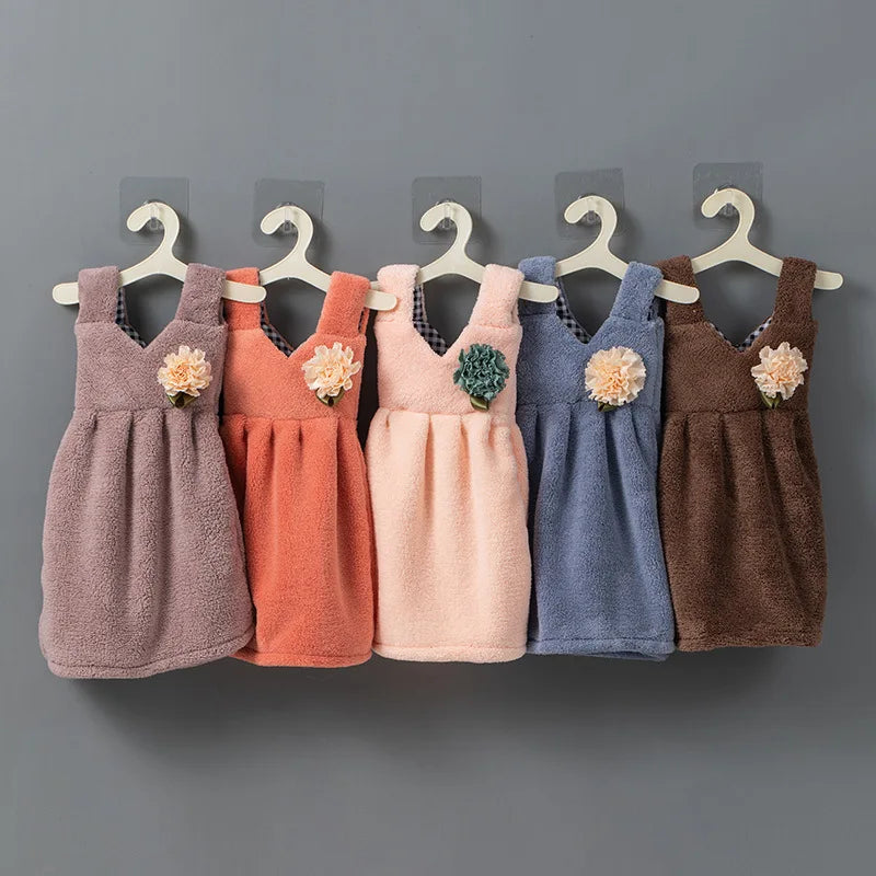 Afralia™ Kids' Cute Dress Hand Towel: Thick Coral Velvet, Soft Touch, Home & Kitchen Cleaning