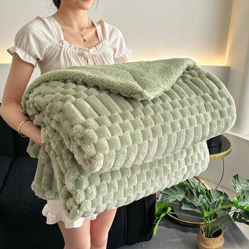 Afralia™ Double-Layer Lamb Plush Throw Blanket for Home and Travel