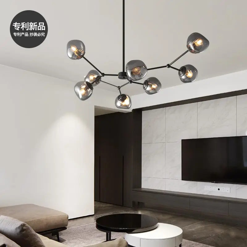 Afralia™ Nordic Modern Bean Molecule Chandelier for Living Room, Bedroom, Study & Restaurant