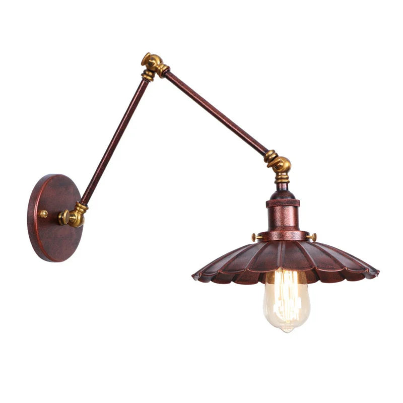 Afralia™ Rustic Iron LED Wall Sconce, Industrial Vintage Long Arm Stair Light Fixtures