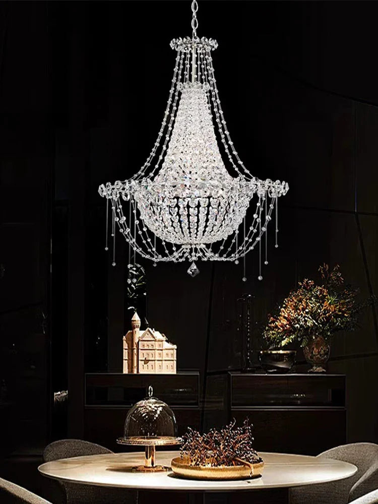 Afralia™ French Crystal Chandelier Staircase Villa LED Lustre - Luxury Designer Lighting Fixtures