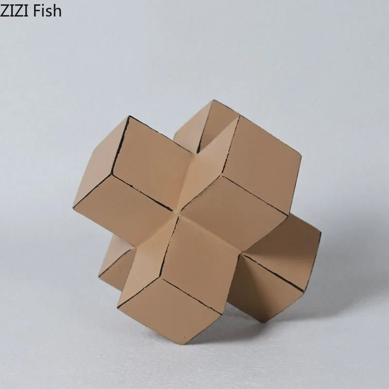 Afralia™ Cube Block Sculpture Resin Desk Decoration Modern Artwork Ornament