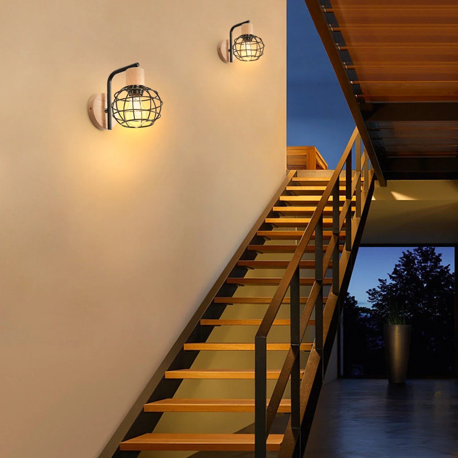 Afralia™ Iron Wood Wall Lamp Shade: Nordic Indoor Sconce for Bedroom, Living Room, Restaurant