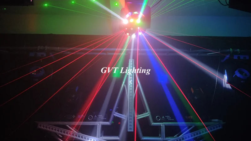 Afralia™ 16 Beam Strobe Red Green Laser LED Moving Head Light Disco Ball