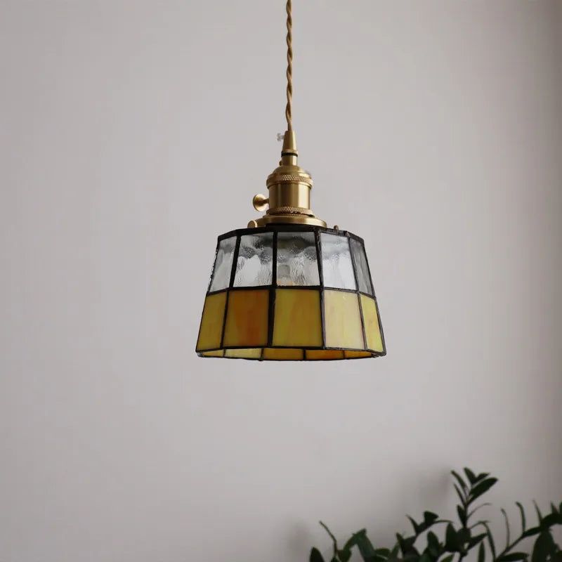 Afralia™ Vintage Copper Glass Chandelier Pendant Light for Living Room, Bedroom, Bar