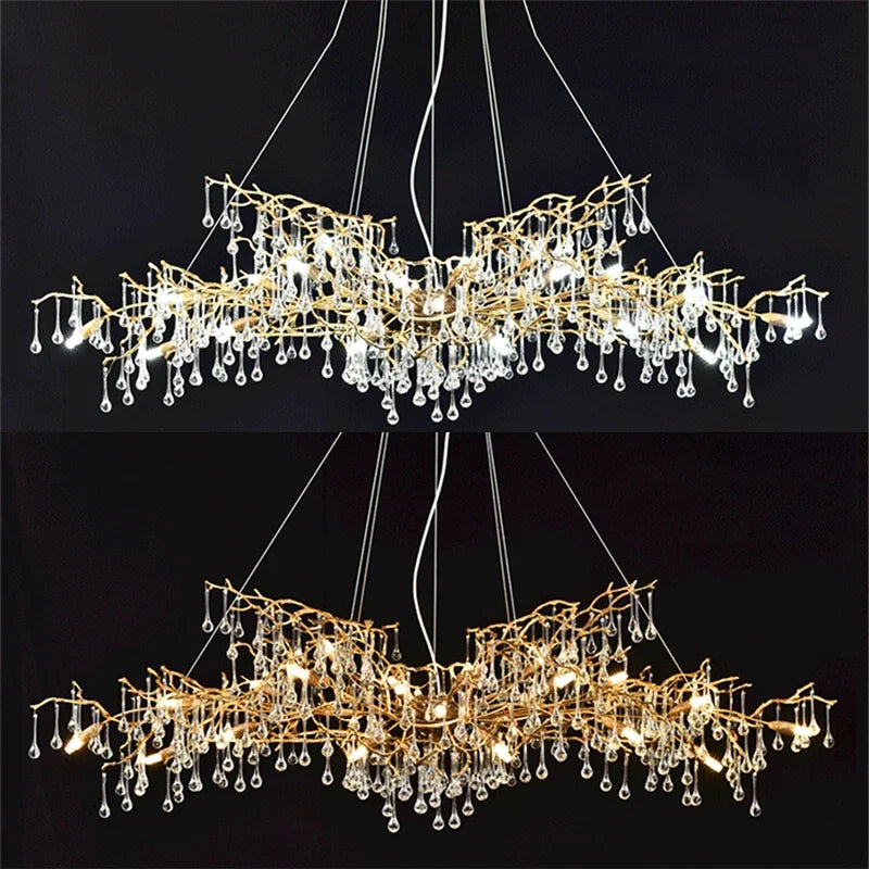 Afralia™ Gold Crystal Chandelier: Modern LED Luxury Lighting for Living Room Villa