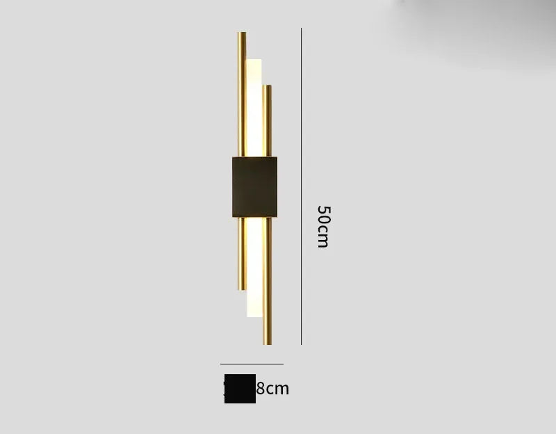 Afralia™ Gold Tube Wall Sconce Iron Acrylic Modern Bedroom Living Room Lamps
