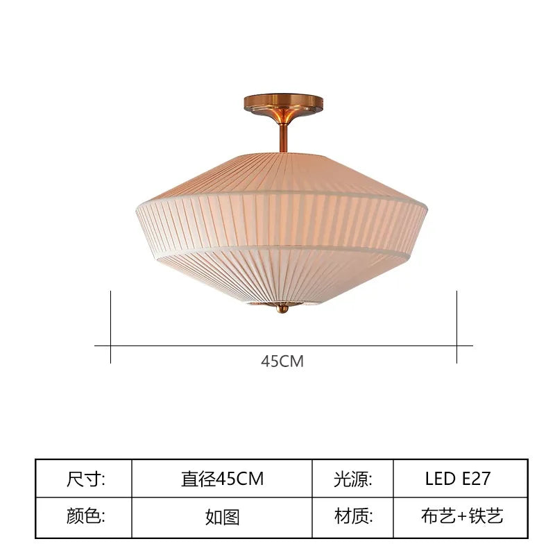 Afralia™ Pleated Fabric Luxury LED Ceiling Lamp for Bedroom and Living Room