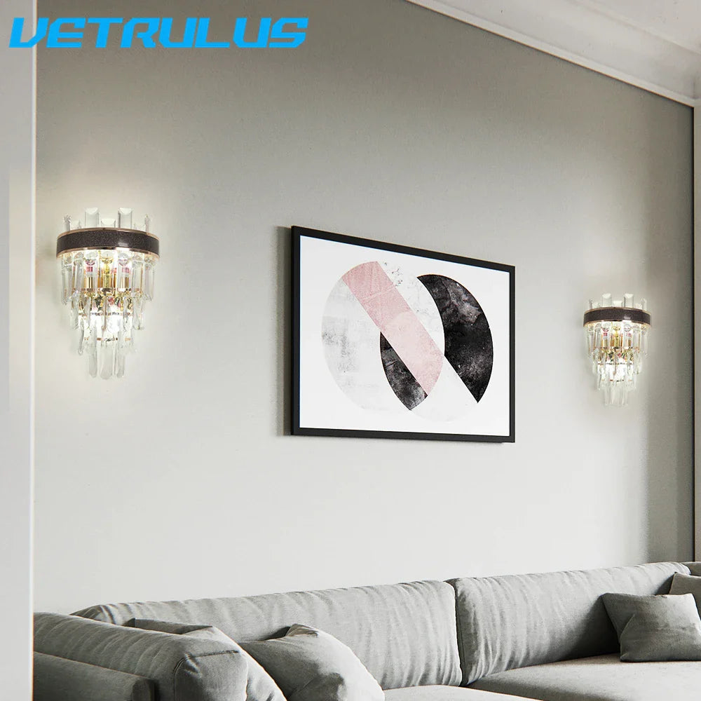 Afralia™ Crystal LED Wall Light Modern Elegant Design for Living Room & Bedroom