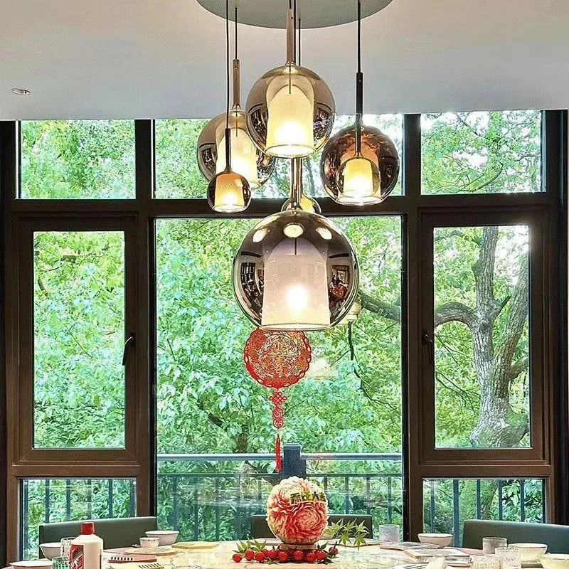 Afralia™ Designer Glass Chandelier Pendant Light for Dining Room Kitchen Loft Home Decor