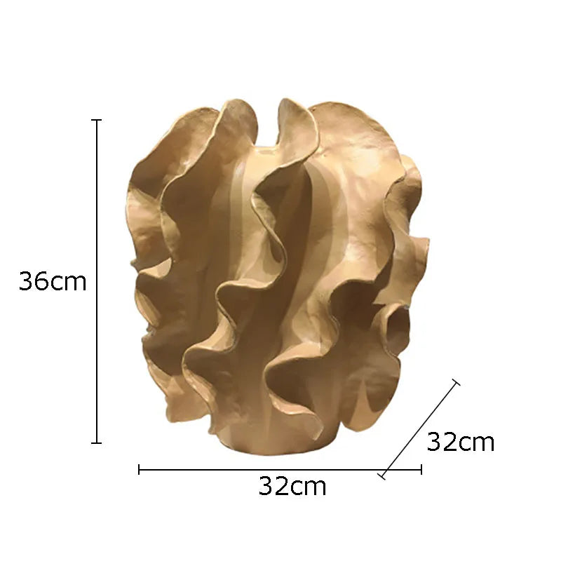 Afralia™ Wave Wrinkle Resin Vase | Abstract Crafts Flower Pot | Desk Decoration | Artistic Floral Arrangement