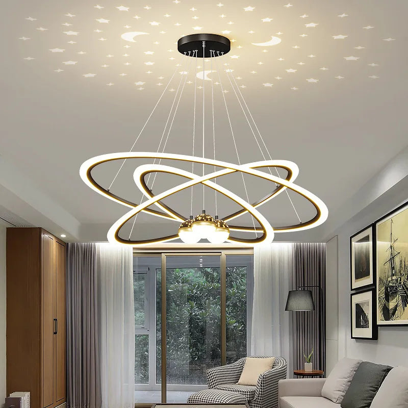 Afralia™ Modern Nordic Indoor LED Starry Sky Ceiling Chandelier