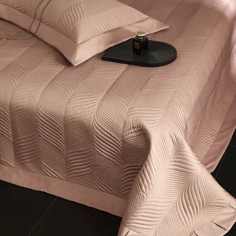 Afralia™ Quilted Egyptian Cotton Bedspread Set - Queen Size