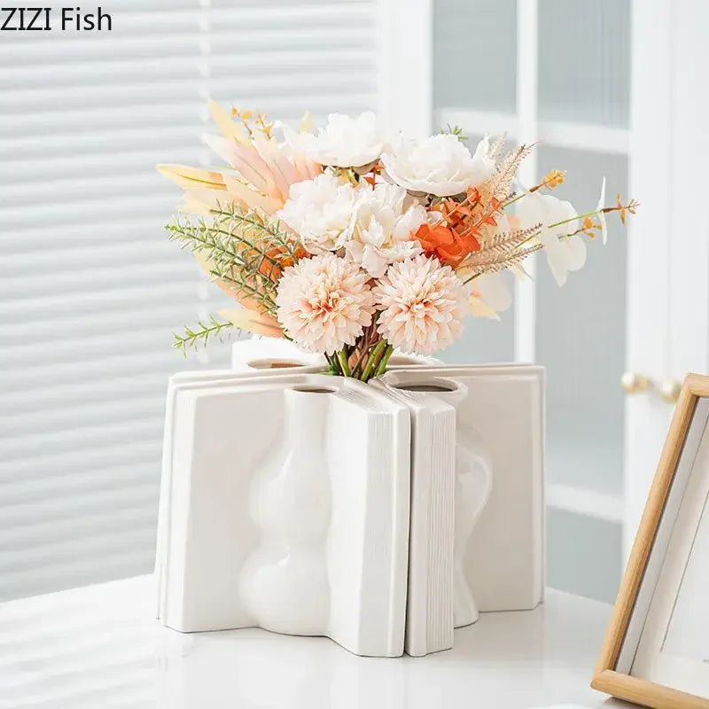 Afralia™ Creative Flowers Desk Decoration Vase | Artificial Floral Decor for Aesthetic Rooms
