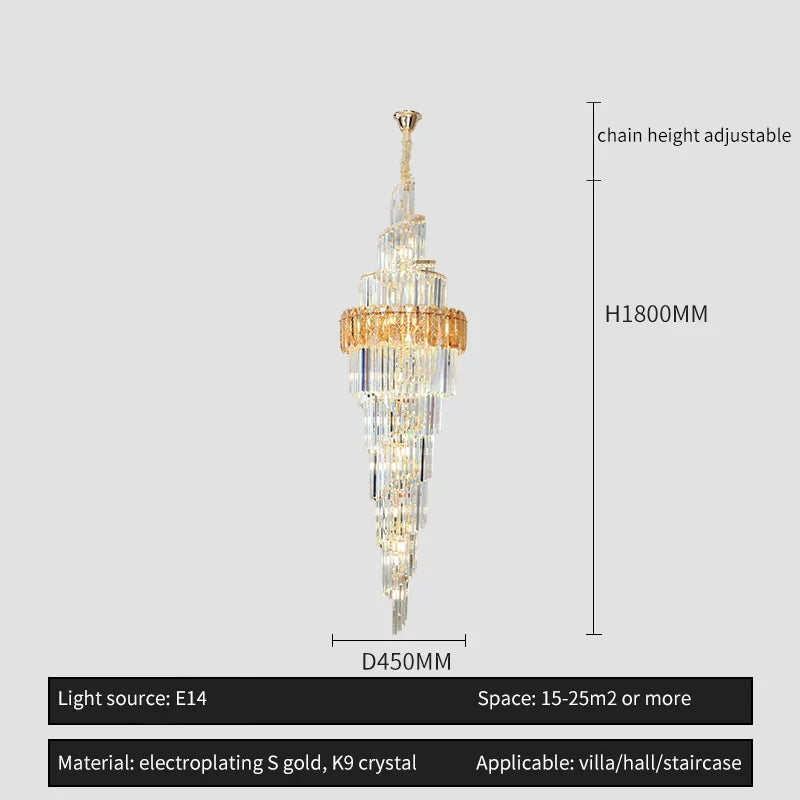 Afralia™ Spiral Staircase Chandelier: Luxury Postmodern Loft Light for Hotel, Villa, KTV