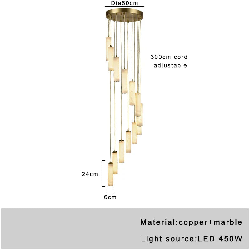 Afralia™ Gold Marble Pendant Light - Modern Cylinder Staircase Ceiling Lighting