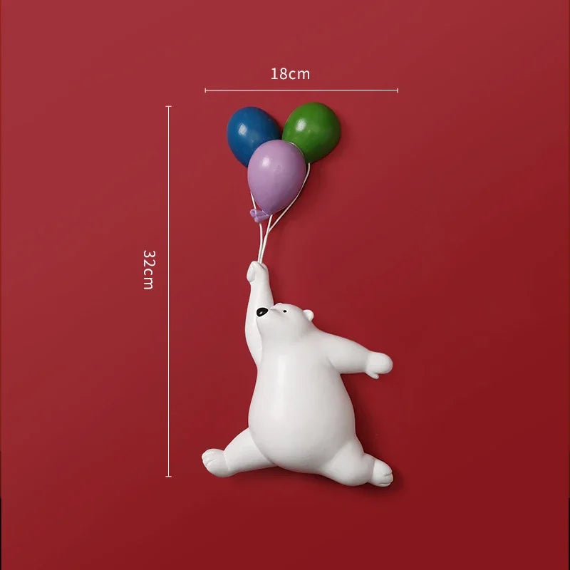 Afralia™ Flying Bear Figurines Balloon Polar Bears Resin Decoration Modern Gift for Boy/Kids