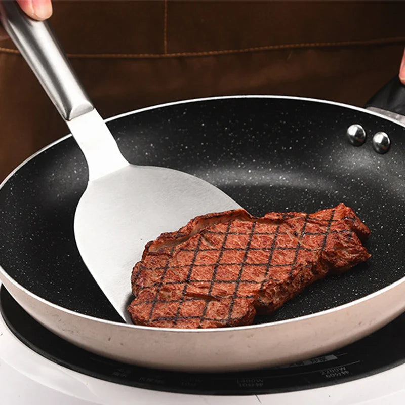 Afralia™ Steak Spatula Pancake Turner BBQ Tools Wood Handle Kitchen Beef Grill Shovel