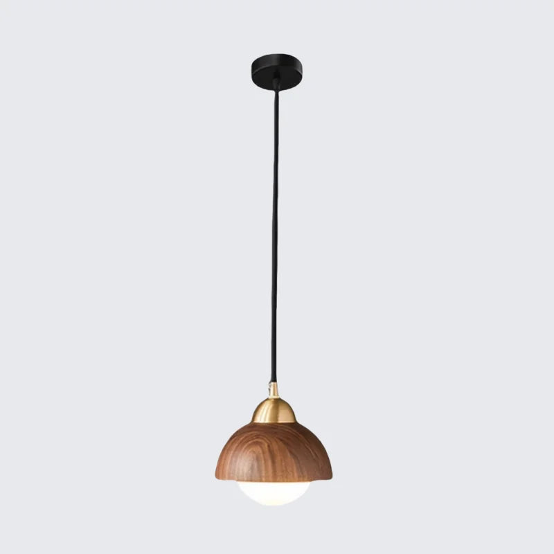 Afralia™ Walnut Wood LED Pendant Light with Vintage Copper Finish