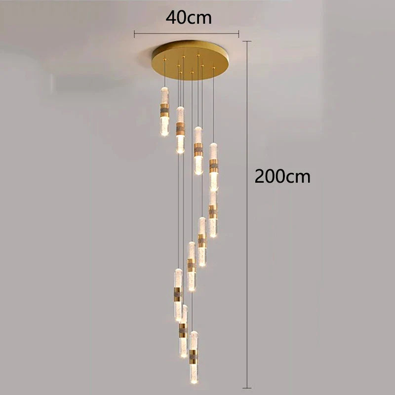 Afralia™ Crystal Chandelier Stair Pendant Lamp Living Room Pendant Lights Interior Lighting