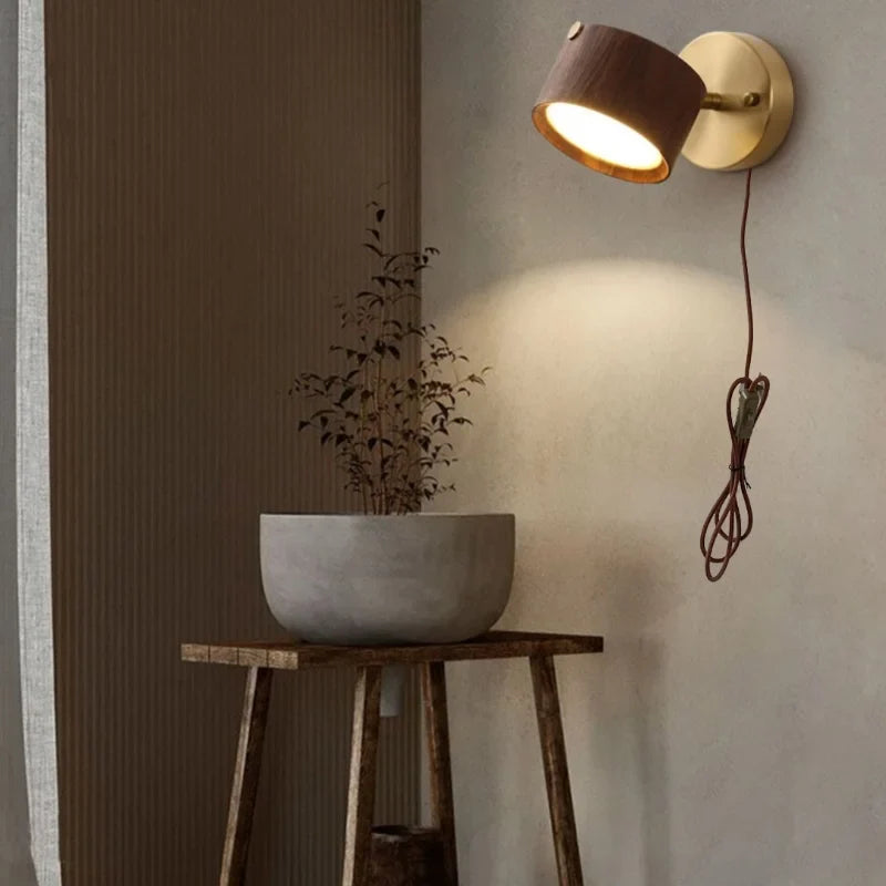 Afralia™ LED Wood Base Wall Sconce Modern Art Light Fixture for Living Room & Bathroom