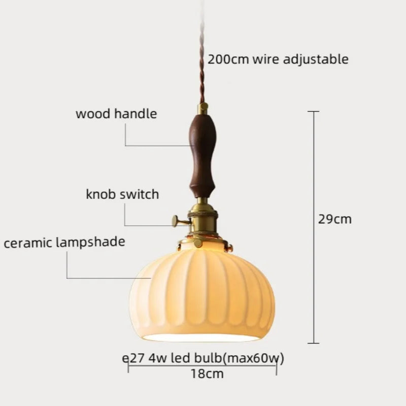 Afralia™ Ceramic Copper Chandelier LED Pendant Light Modern Hanging Lamp for Home Decor