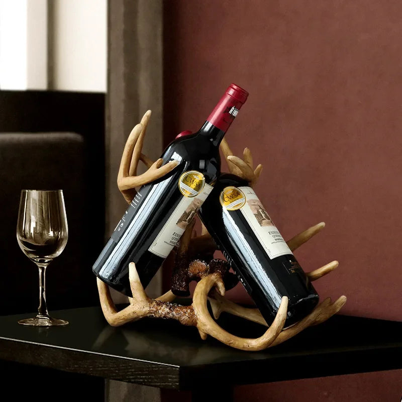 Afralia™ Buckhorn Wine Holder - Decorative Resin Antlers Bottle Rack