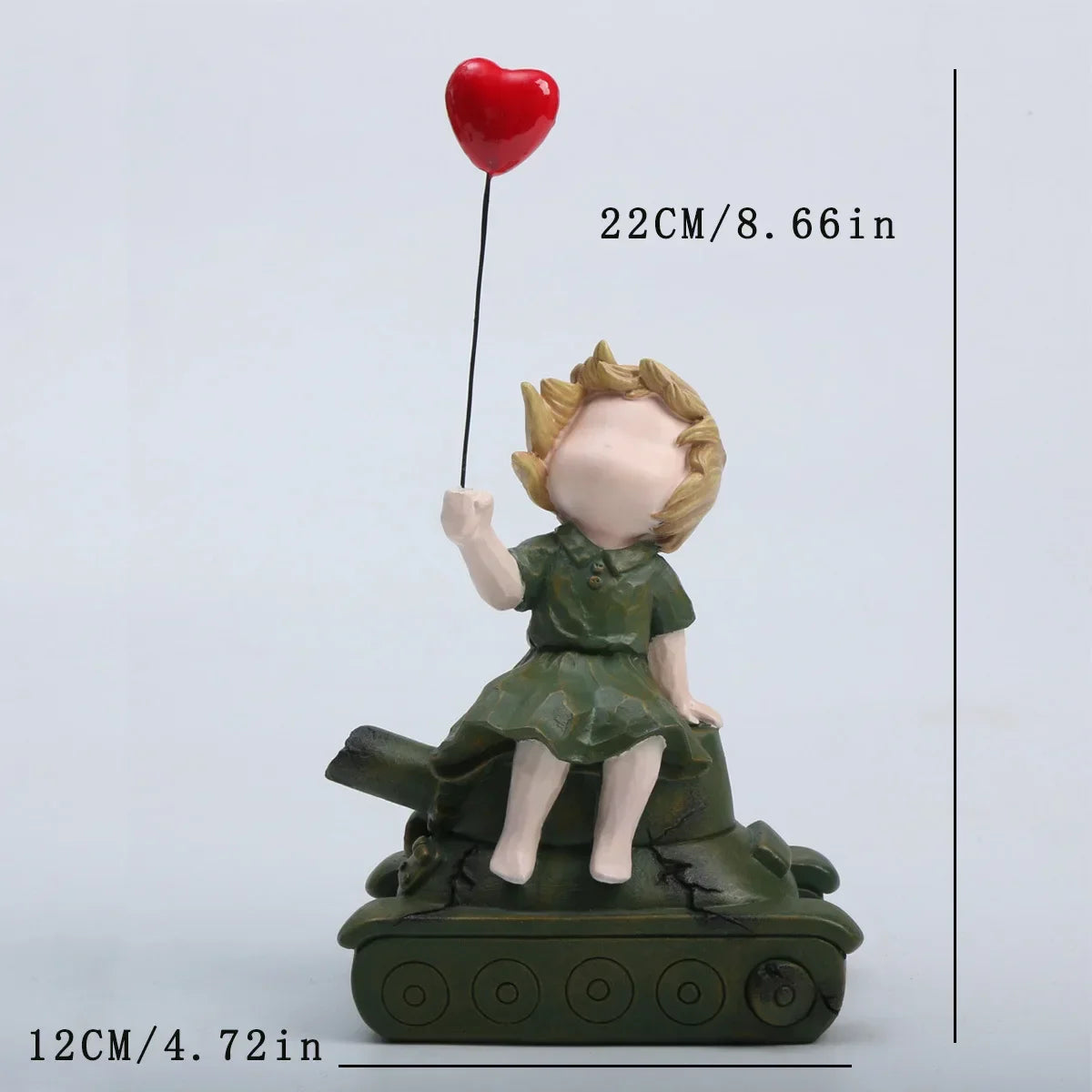 Afralia™ Balloon Girl Tank Art Figure Resin Statues Collection for Interior Decor