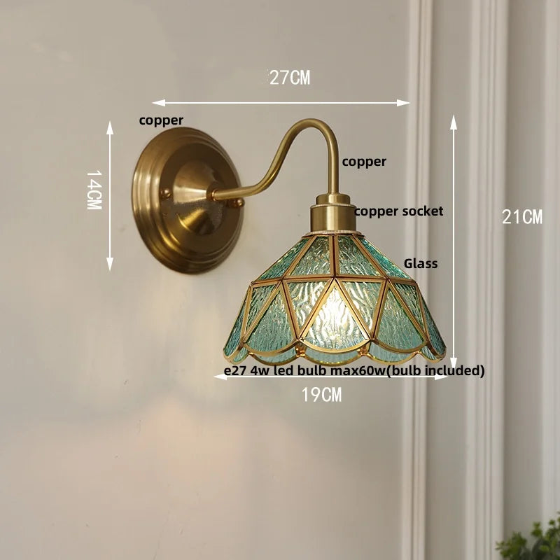 Afralia™ Glass Brass Wall Sconce LED Light Fixture for Dining Living Room Bathroom Mirror