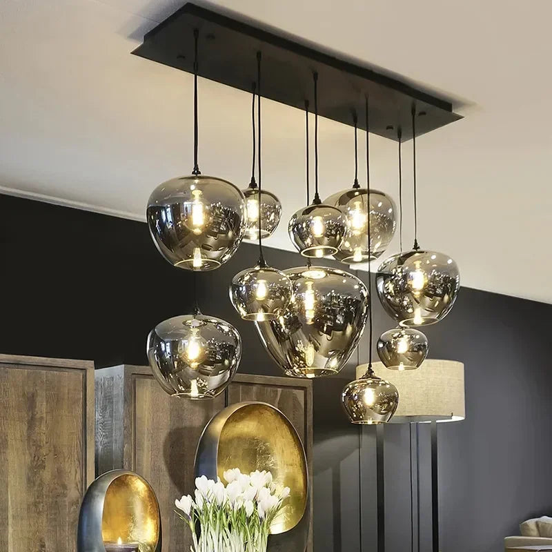 Afralia™ LED Glass Pendant Chandelier for Kitchen Dining Bar Décor