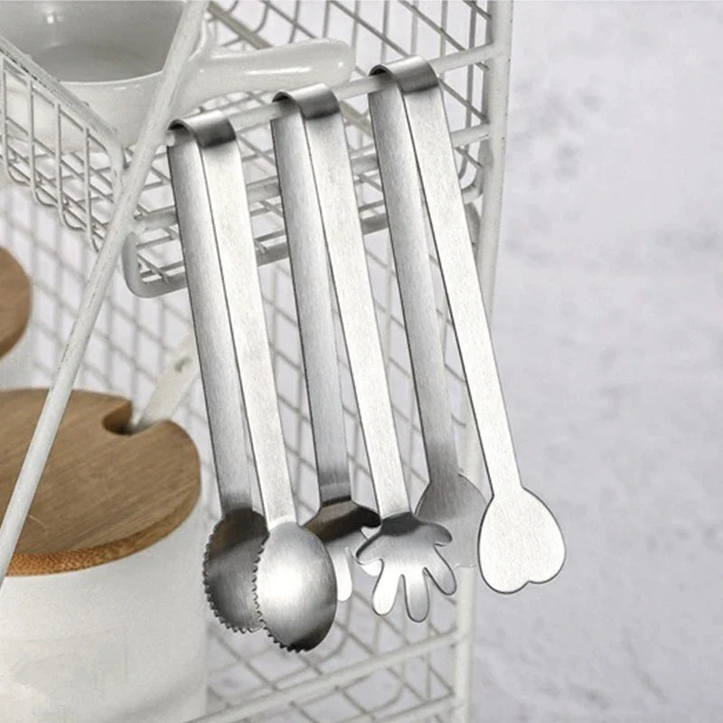 Afralia™ Stainless Steel Food Tongs Ice Cube Tea Bag Clip Kitchen Gadget