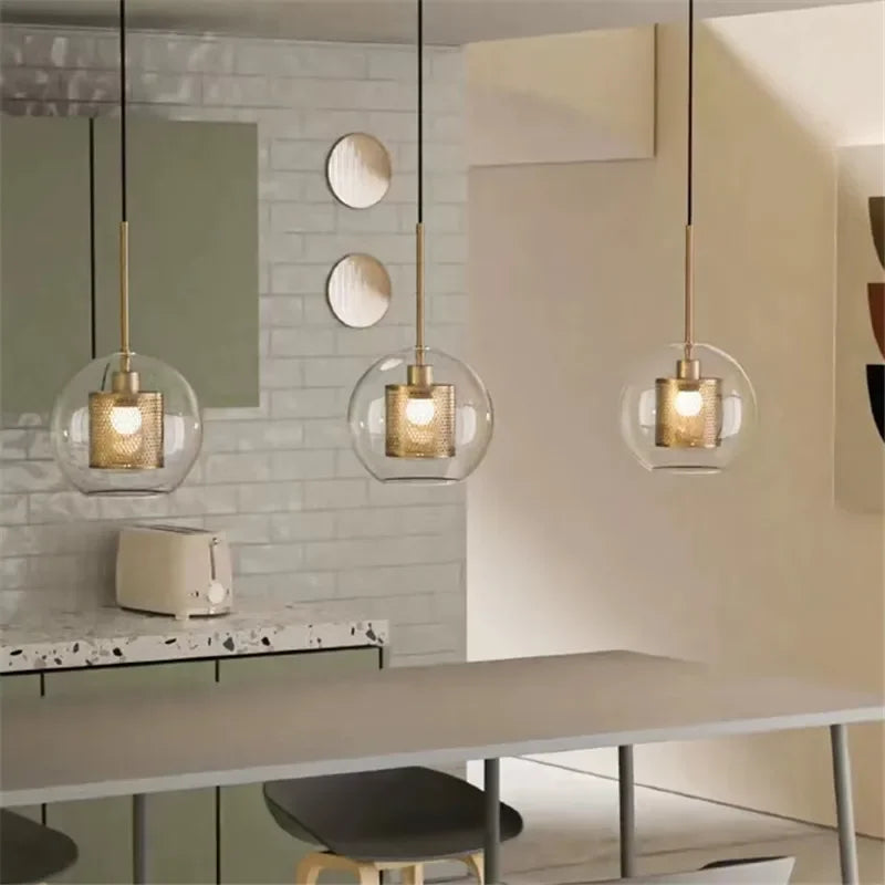 Afralia™ Nordic Glass Pendant Light for Kitchen Coffee Bar Dining