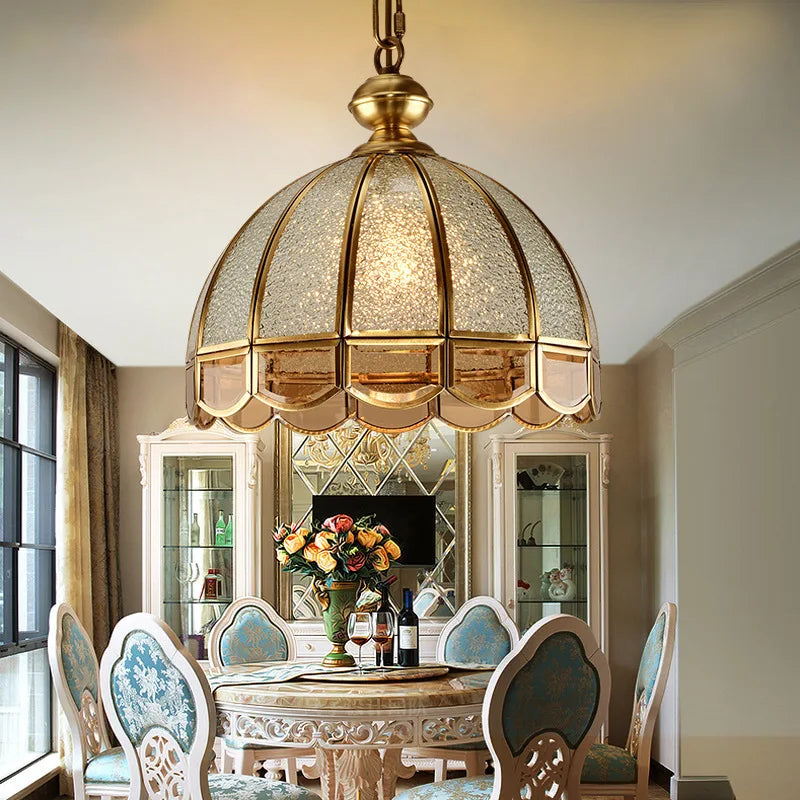 Afralia™ Vintage European Copper Chandelier for Dining Bedroom Hallway Pendant Lighting