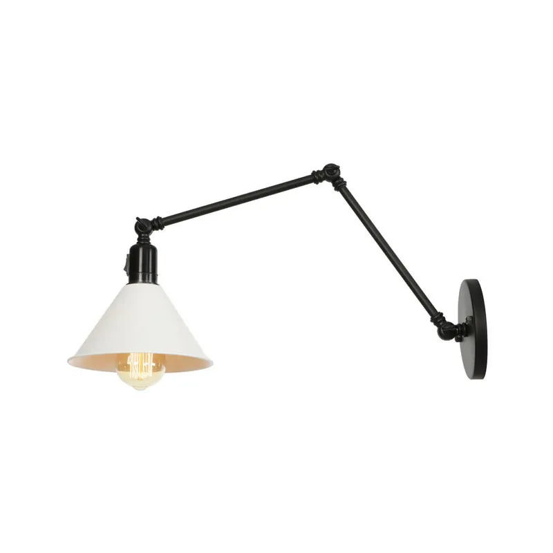 Afralia™ Retro Long Arm Bedside Wall Lamp with Switch - Black