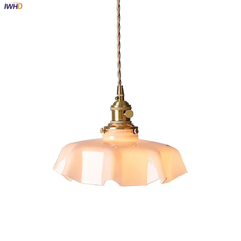 Afralia™ Pink Glass Art Pendant Lights | Nordic Modern LED Hanging Lamp for Dining Room